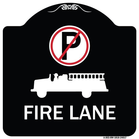 SIGNMISSION Fire Lane W/ No Parking& Graphic Heavy-Gauge Aluminum Architectural Sign, 18" x 18", BW-1818-24017 A-DES-BW-1818-24017